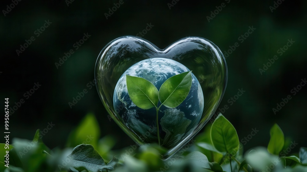 Heart-shaped Earth, surrounded by love and kindness Heart-shaped Earth, surrounded by love and kindness