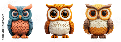 Wallpaper Mural Colorful cartoon owls on transparent background Torontodigital.ca