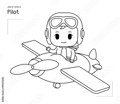 This illustration is an airplane pilot character.