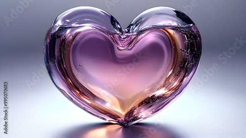 Glass Heart Filled With Wat...