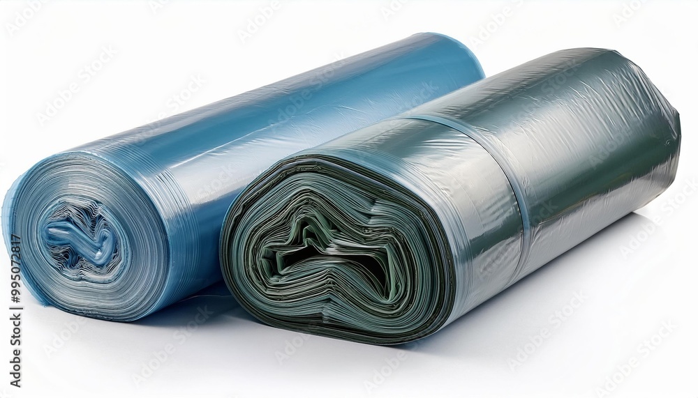Rolled Up Plastic Wrap Rolls Blue and Green Rolled Up Plastic Wrap Rolls Blue and Green