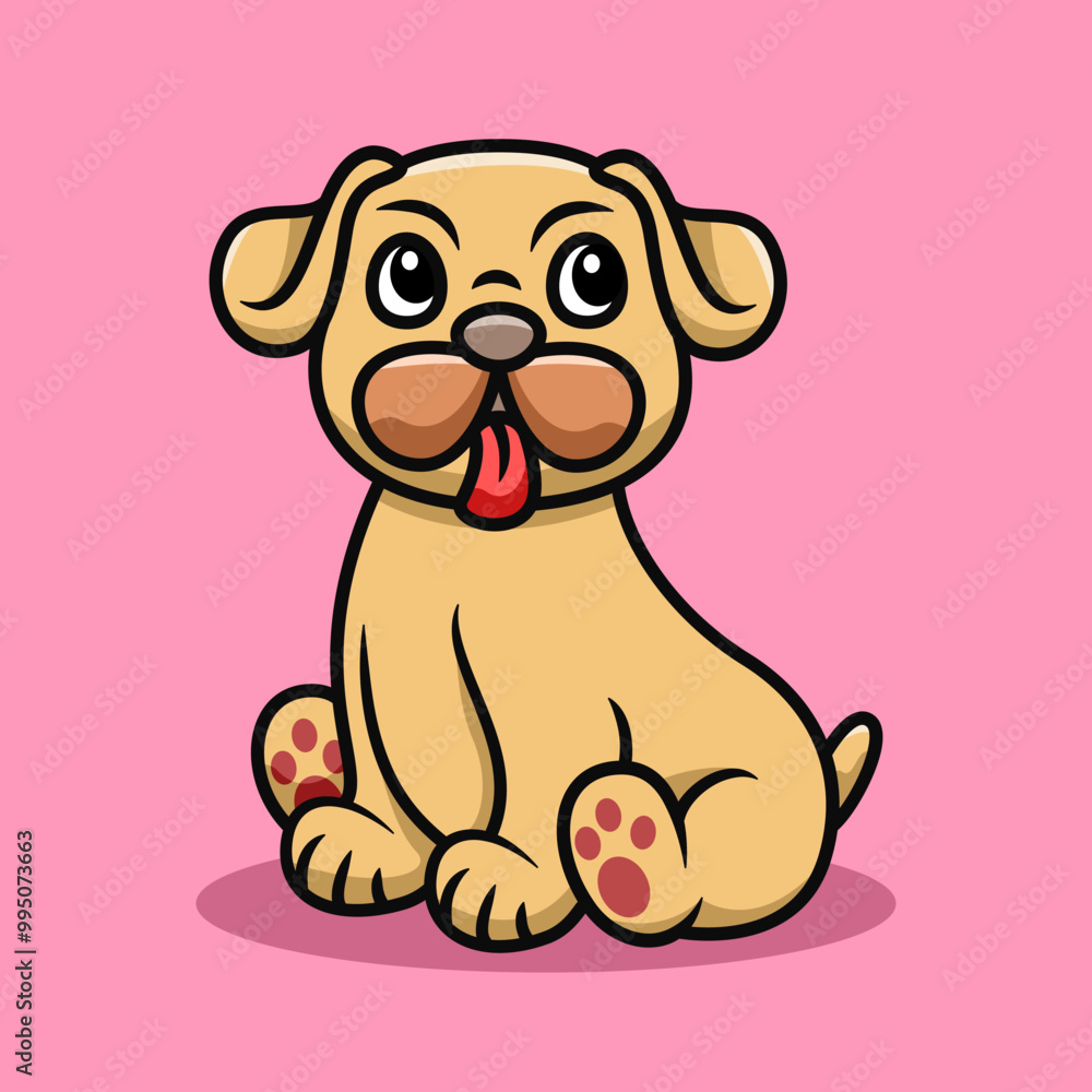 cute pug dog sitdown cartoon illustration cute pug dog sitdown cartoon illustration