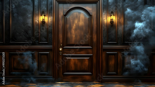 Mysterious Wooden Door with...
