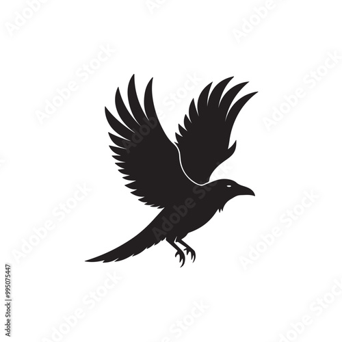 A striking silhouette of a crow