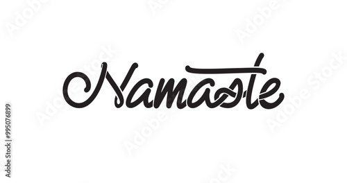 Namaste Handwritten Text Illustration Vector: Beautifully Crafted Design Perfect for Wellness Branding, Yoga Classes, Spiritual Retreats, and Inspiring Social Media Content to Promote Inner Peace