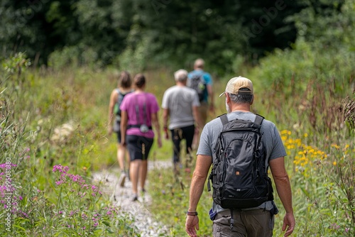 A guided nature walk led by an expert in a tranquil area. The immersive experience helps participants connect with nature