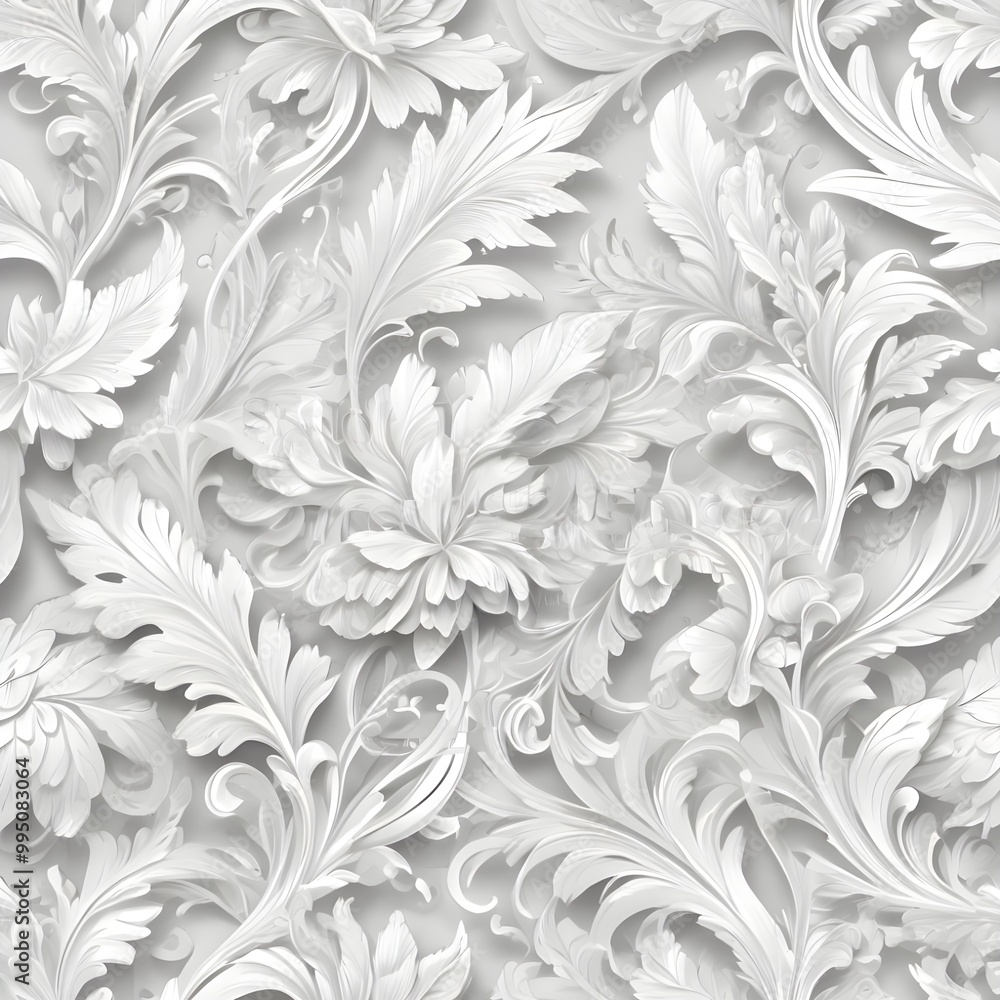 The background design of white flowers on a white background The background design of white flowers on a white background
