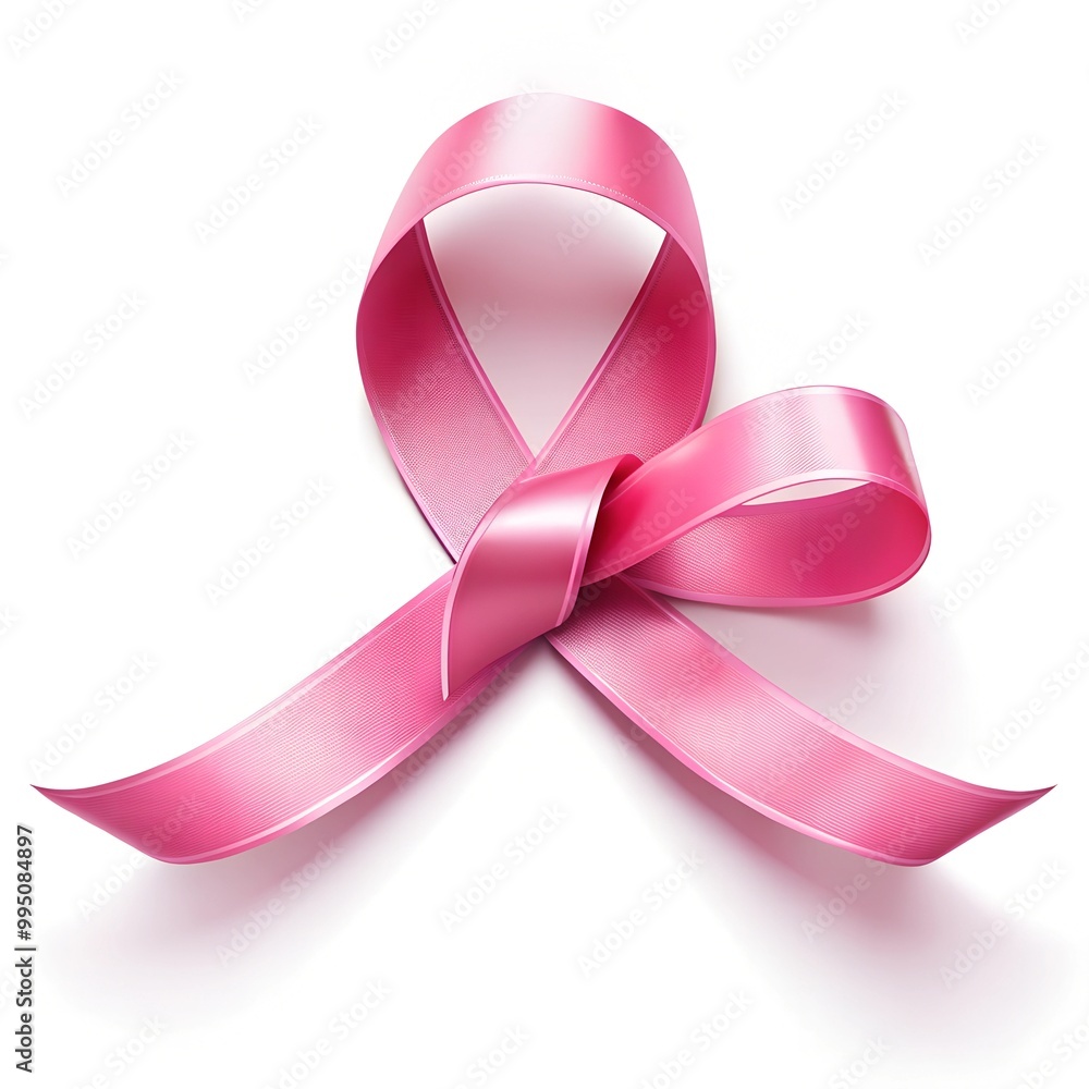 a pink ribbon with a bow on white background for Breast cancer awareness. Breast cancer Awareness month a pink ribbon with a bow on white background for Breast cancer awareness. Breast cancer Awareness month