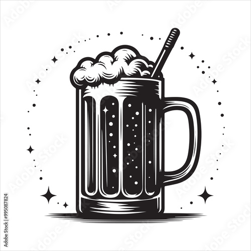 Beer glass silhouette vector icon. Beer glass symbol silhouette vector