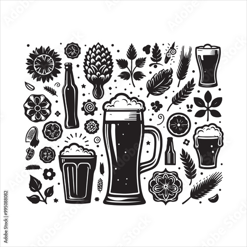 Beer glass silhouette vector icon. Beer glass symbol silhouette vector