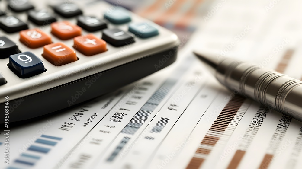Close-up of a Calculator, Pen, and Financial Documents Close-up of a Calculator, Pen, and Financial Documents
