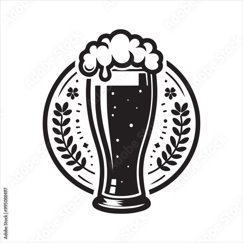 Beer glass silhouette vector icon. Beer glass symbol silhouette vector