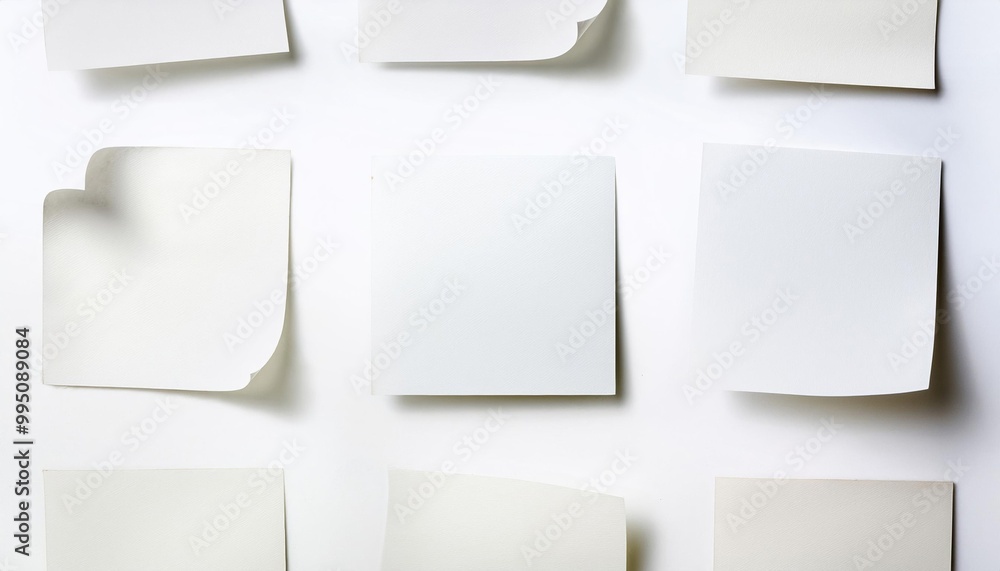 Blank White Paper Sheets Mockup on White Background Blank White Paper Sheets Mockup on White Background