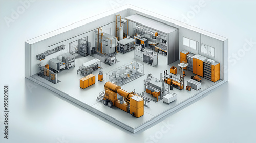 Industrial Factory Interior Design with 3D Model