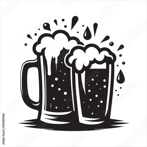 Beer glass silhouette vector icon. Beer glass symbol silhouette vector