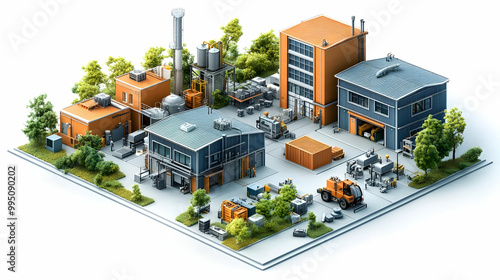 Industrial Complex with Bui...