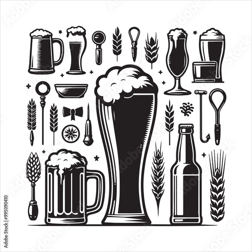 Beer glass silhouette vector icon. Beer glass symbol silhouette vector