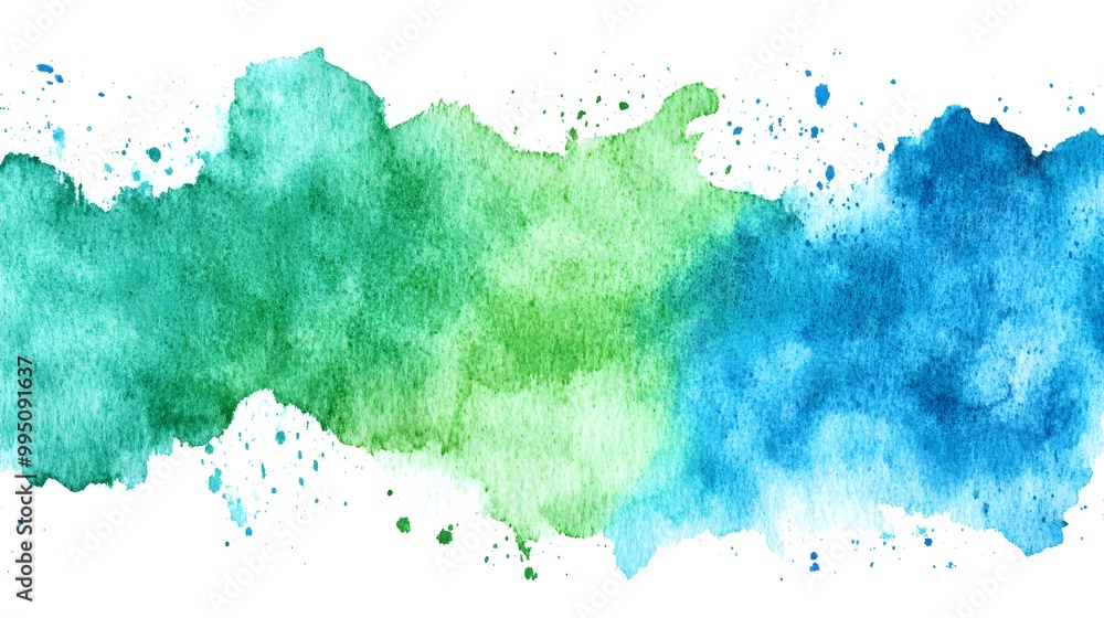 Abstract Watercolor Background Green Blue Splashes Banner Abstract Watercolor Background Green Blue Splashes Banner