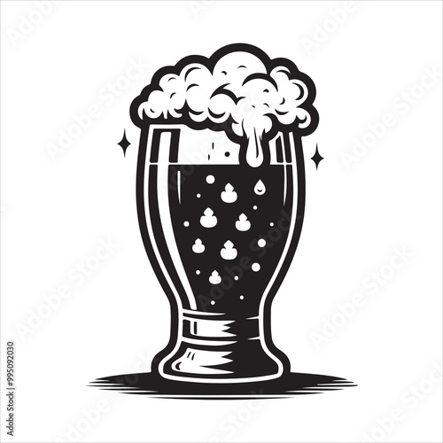 Beer glass silhouette vector icon. Beer glass symbol silhouette vector