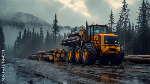 Forest Tractor Hauling Logs...