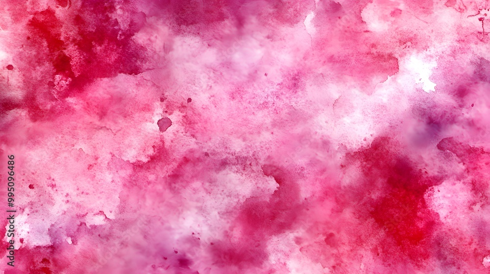 Fototapeta premium Abstract Watercolor Background Pink Red Magenta White Clouds Swirls