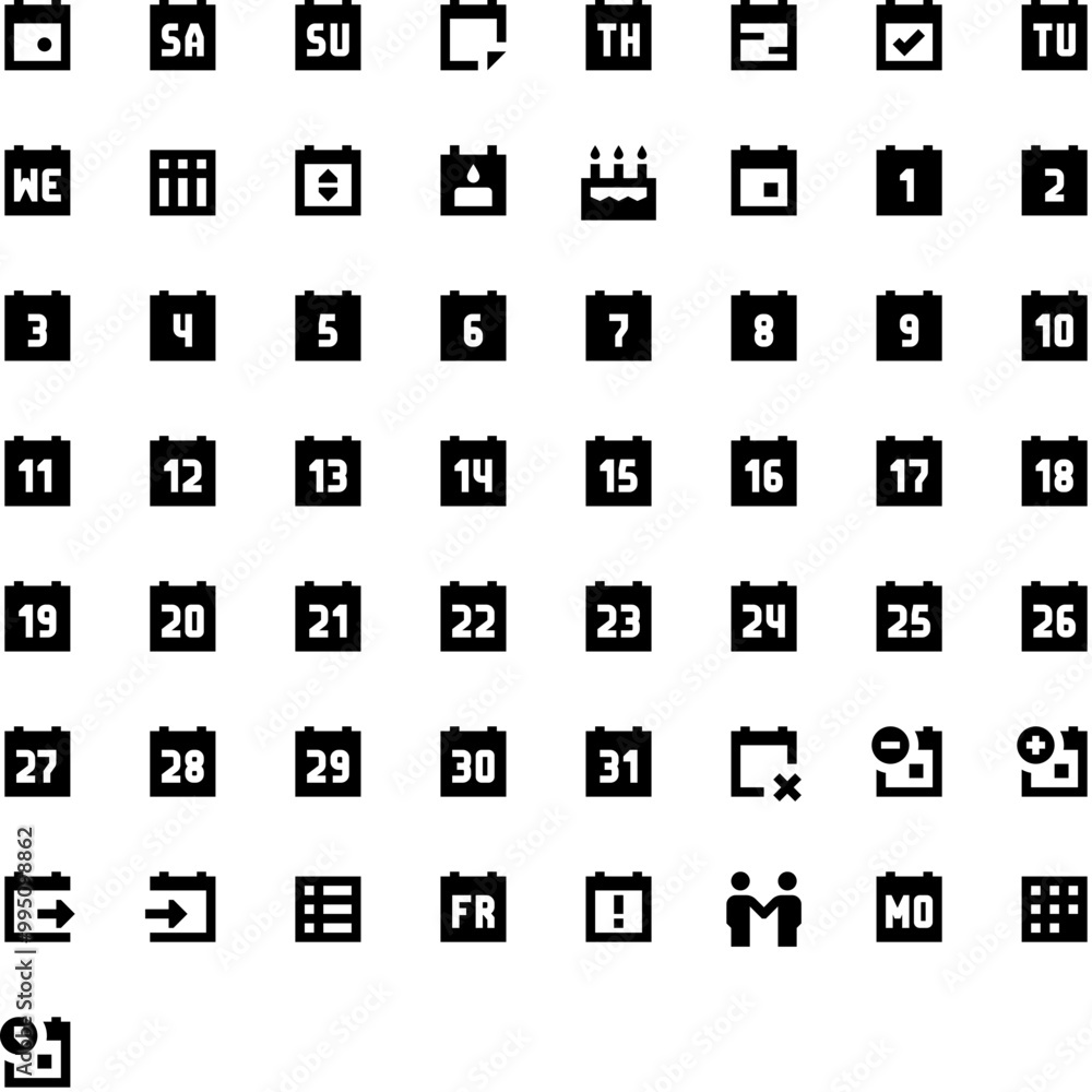 Set of Calendar icons Set of Calendar icons