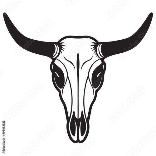 Cow head skull silhouette vector illustration