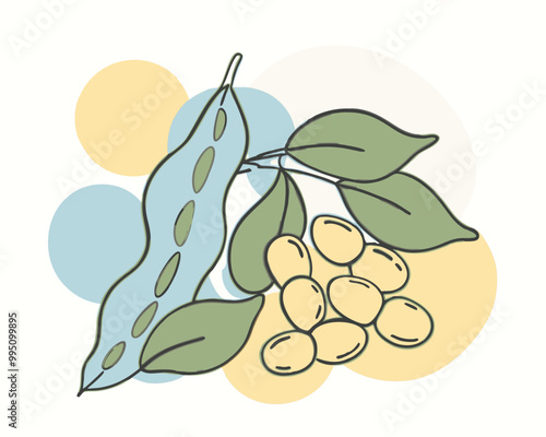 Soybean pods vector silhouette