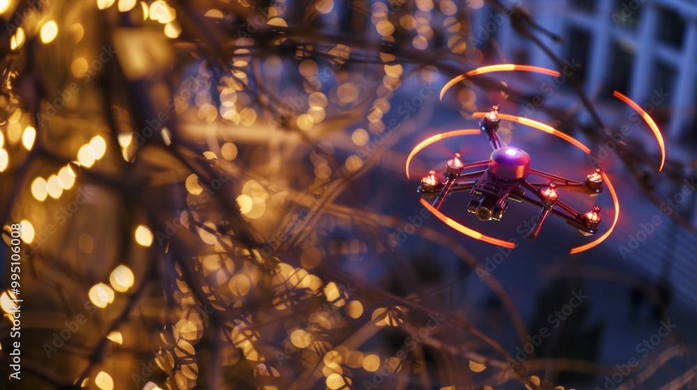 Visualize a drone racing event in an urban environment. Skilled pilots navigate their drones through a complex course of hoops, tunnels, and sharp turns. Visualize a drone racing event in an urban environment. Skilled pilots navigate their drones through a complex course of hoops, tunnels, and sharp turns.