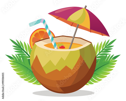 Tropical cocktail vector illustration