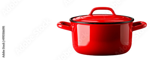A vibrant red pot with a lid, perfect for cooking and adding color to your kitchen. Durable and stylish for everyday use.