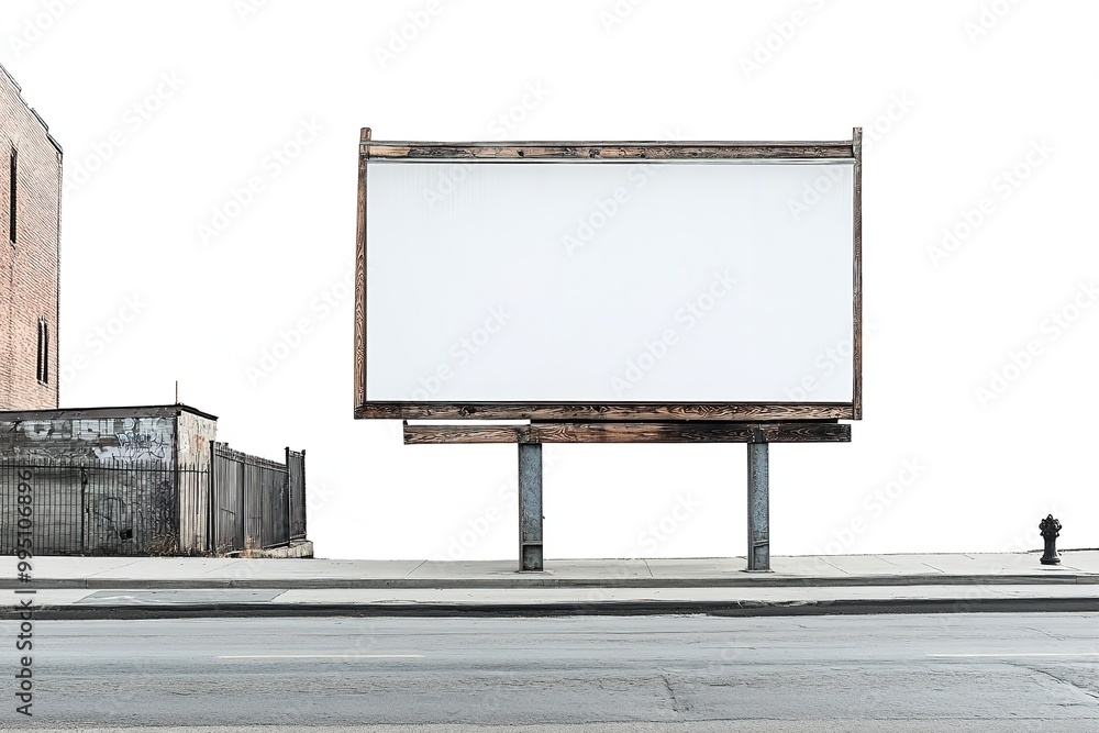 Fototapeta premium Isolated street billboard on a white backdrop. Generative Ai