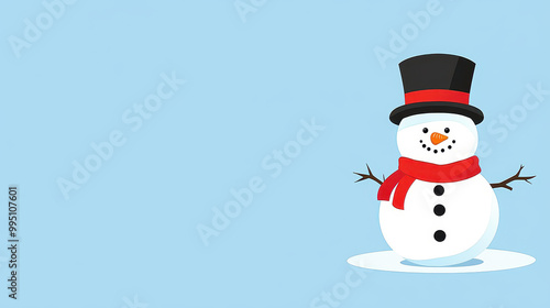 Charming snowman character stands out against a clean backdrop, ready to spread winter joy and cheer. Perfect for festive fun