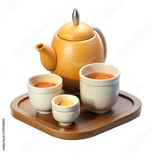 Gongfu Tea 3d cartoon style illustration