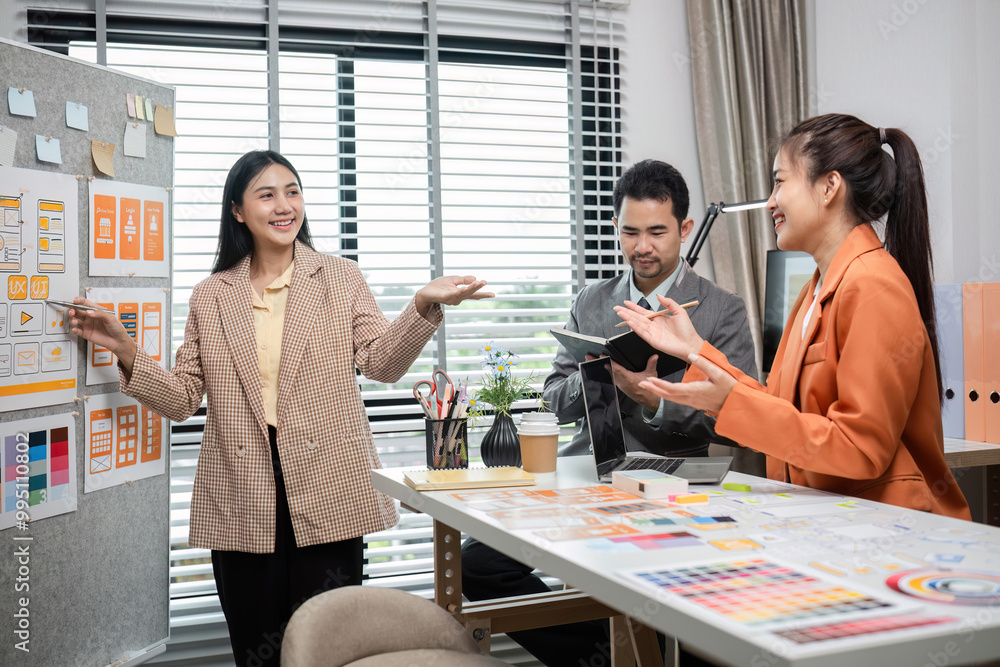 Creative Team Collaborates on UX UI Design in Modern Office Setting ...