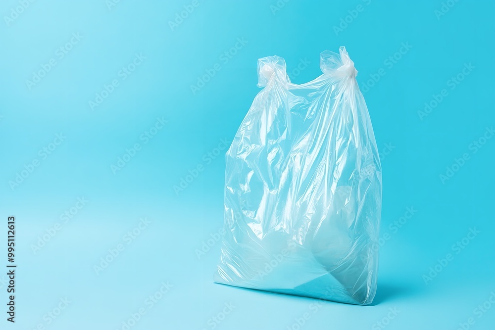Isolated trash-filled plastic bag on a white backdrop. Generative Ai Isolated trash-filled plastic bag on a white backdrop. Generative Ai