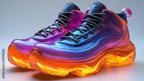 Futuristic Sneakers with Gl...