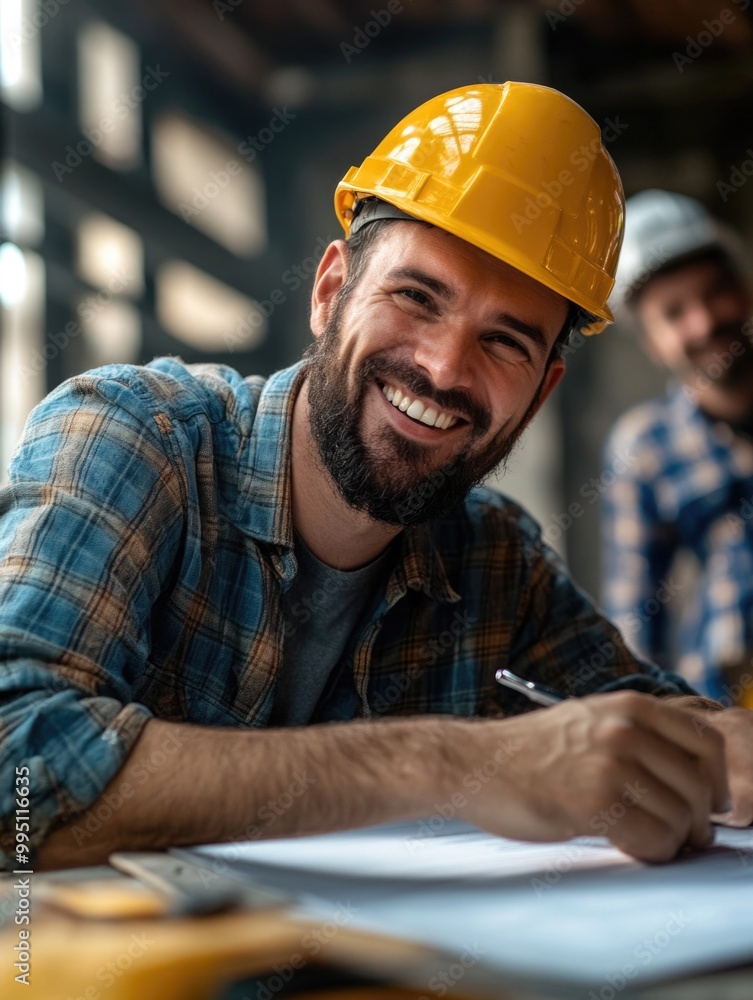 Happy Construction Worker with a Smile Happy Construction Worker with a Smile