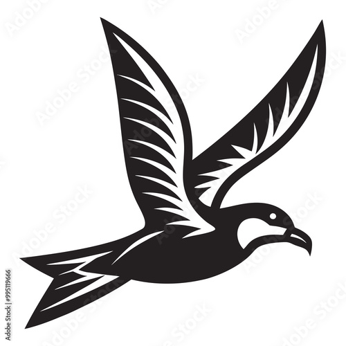 Flying petrel silhouette vector illustration