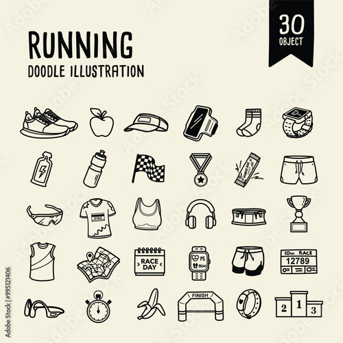 running element illustration, outline illustration style, doodle illustration