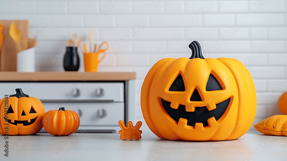 Retro Halloween Baking Setup with Pumpkins Retro Halloween Baking Setup with Pumpkins