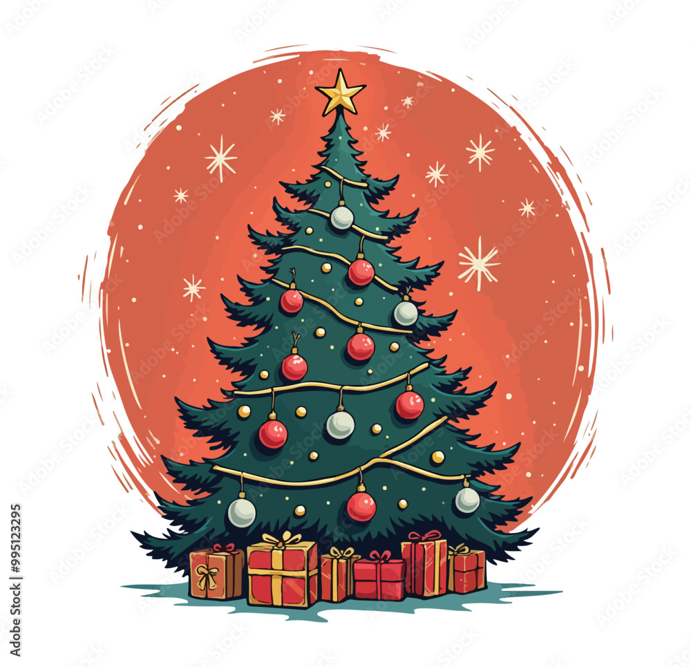Christmas tree card \ poster \ banner. Vector illustration.