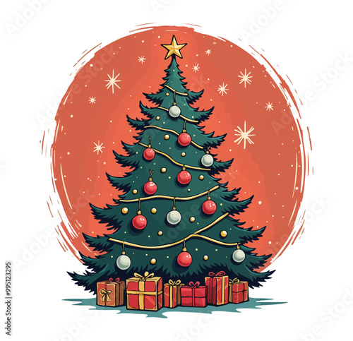 Obraz na płótnie Christmas tree card \ poster \ banner. Vector illustration. w salonie