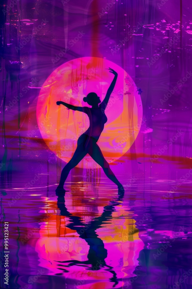 Lofi art featuring a silhouette of a dancer. Lofi art featuring a silhouette of a dancer.