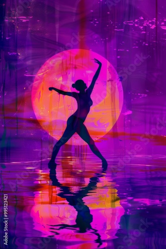 Lofi art featuring a silhouette of a dancer.