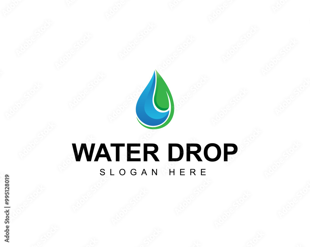 Water Drop on Leaf Logo Template Illustration, Logo for Company Identity and Business Water Drop on Leaf Logo Template Illustration, Logo for Company Identity and Business
