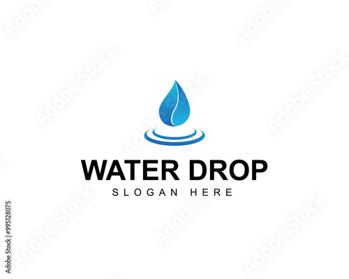 Water Drop on Leaf  Logo Template Illustration, Logo for Company Identity and Business