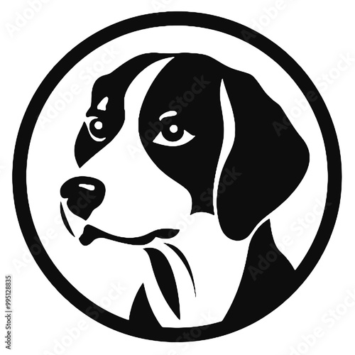 Charming Beagle Silhouette Logo – Vector Illustration on Transparent Background for Branding and Tattoo Design