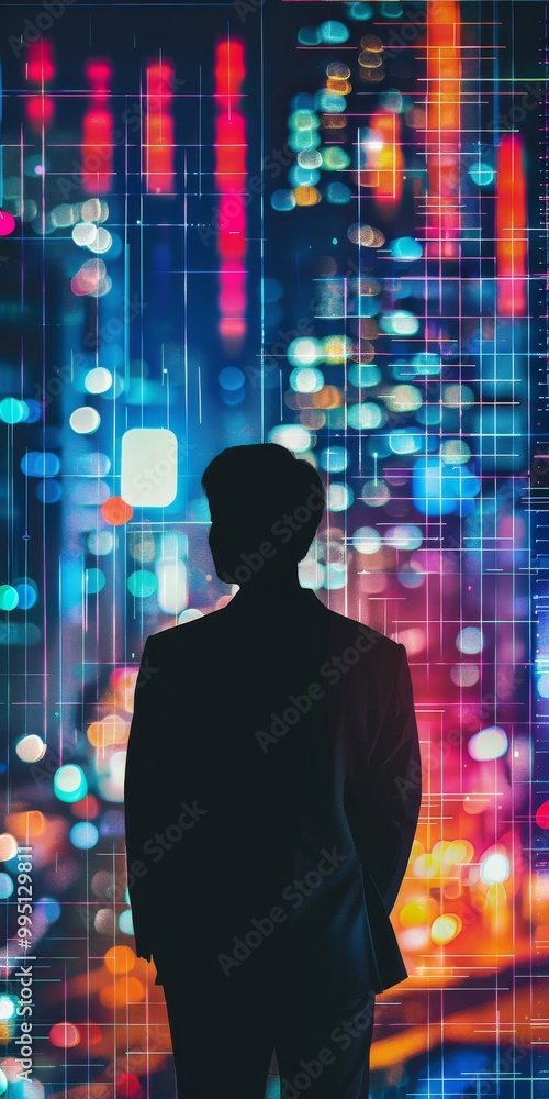 Silhouette of marketing data tracking. Silhouette of marketing data tracking.