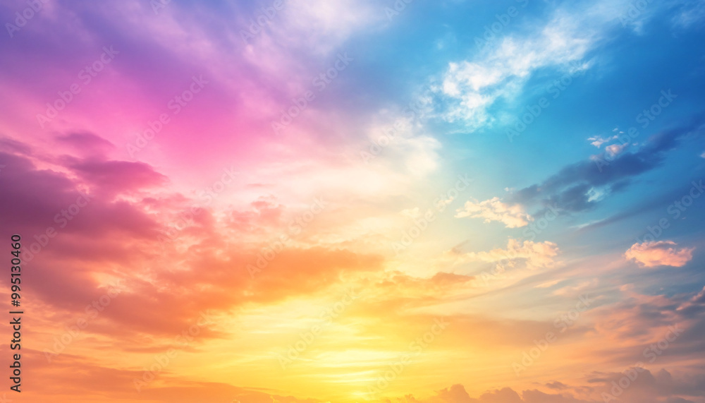 A dreamy sky transitioning from a golden sunset to a full spectrum of rainbow colors, giving off a vibrant yet calming feel A dreamy sky transitioning from a golden sunset to a full spectrum of rainbow colors, giving off a vibrant yet calming feel